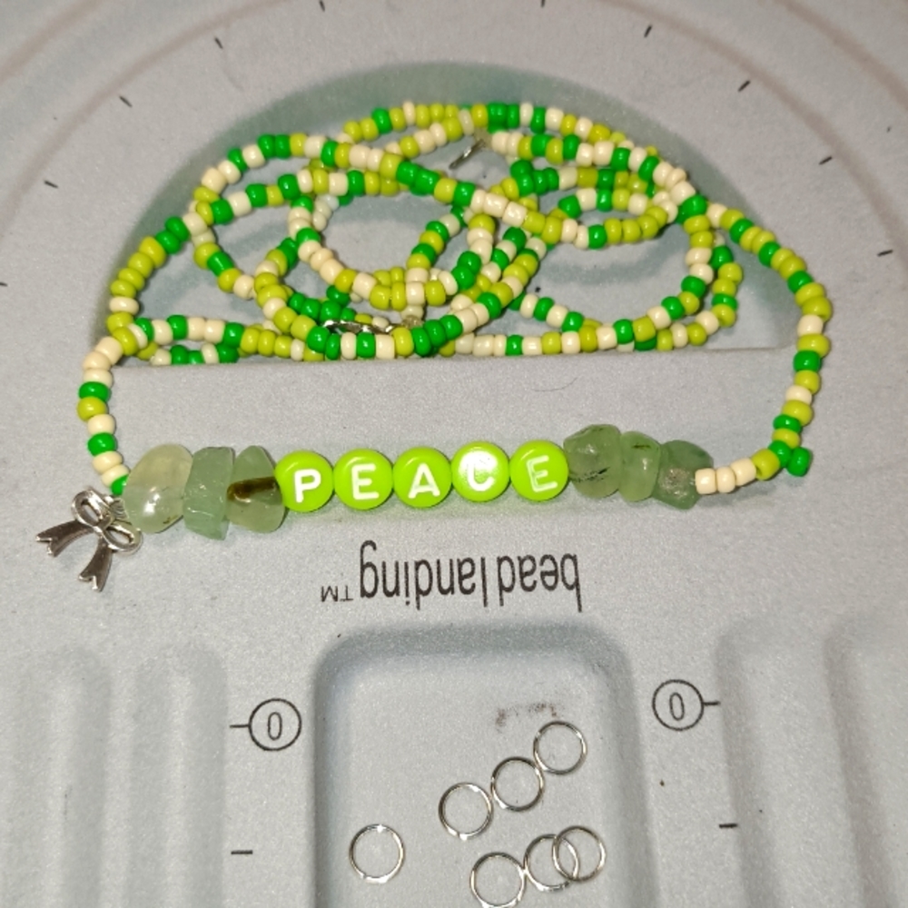 Green Adventurine crystal accents with green seed beads waist beads or necklace!